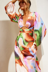 Joaquin Midi Dress - Orange Multi | Sage and Paige AUS. Joaquin Midi Dress - Orange Multi | Sage and Paige AUS.