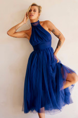 Her Statement Midi Dress - Navy | Sage and Paige AUS.