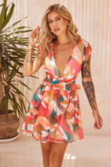 Carlotta Mini Dress - Pink Multi | Sage and Paige AUS. Carlotta Mini Dress - Pink Multi | Sage and Paige AUS.