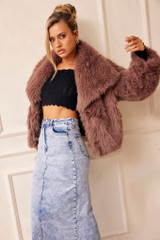 Dreaming Of Travel Faux Fur Jacket - Mocha | Sage and Paige AUS.