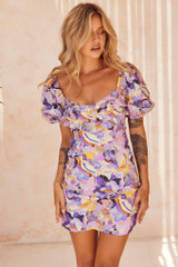 Alora Mini Dress - Purple Multi | Sage and Paige AUS. Alora Mini Dress - Purple Multi | Sage and Paige AUS.