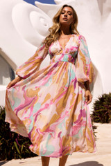 All Cloud Burst Midi Dress - Pink Multi | Sage and Paige AUS. All Cloud Burst Midi Dress - Pink Multi | Sage and Paige AUS.