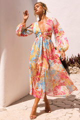Tara Midi Dress - Red Multi | Sage and Paige AUS.
