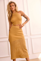 Miranda Knit Midi Skirt - Mustard | Sage and Paige AUS.