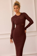 Risk Taker Knit Midi Dress - Chocolate | Sage and Paige AUS.