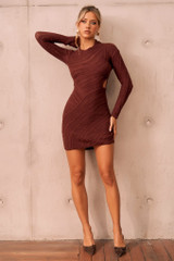 Final Countdown Knit Mini Dress - Chocolate | Sage and Paige AUS. Final Countdown Knit Mini Dress - Chocolate | Sage and Paige AUS.