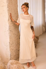 Rosalyn Crochet Maxi Dress - Beige | Sage and Paige AUS.