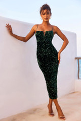 Lindsey Midi Dress - Forest Green | Sage and Paige AUS.