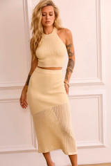 Miranda Knit Midi Skirt - Cream | Sage and Paige AUS.