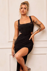 Vera Midi Dress - Black | Sage and Paige AUS.