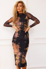 Nature Of Art Midi Dress - Brown | Sage and Paige AUS.