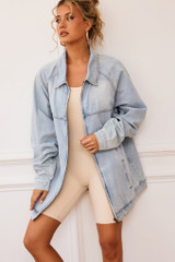 Hit Above Denim Jacket - Denim Blue | Sage and Paige AUS.