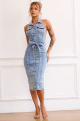 Roadhouse Midi Dress - Washed Blue | Sage and Paige AUS. Roadhouse Midi Dress - Washed Blue | Sage and Paige AUS.