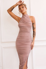 Caught In One Moment Midi Dress - Mocha | Sage and Paige AUS.