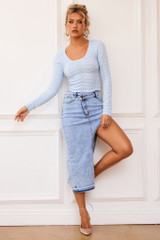 The Sea And I Knit Top - Pale Blue | Sage and Paige AUS.