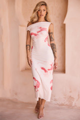 Roseberry Kiss Midi Dress - Coral | Sage and Paige AUS.