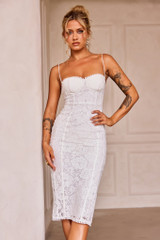 Go Lucky Midi Dress - White | Sage and Paige AUS.