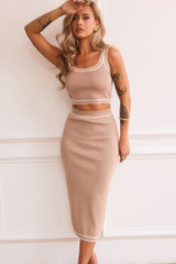 Rada Knit Midi Skirt - Camel | Sage and Paige AUS.