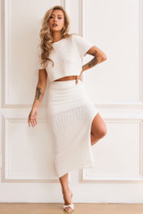 Waves Of Wonder Knit Crop Top - White | Sage and Paige AUS.