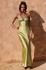 Aurora Crystal Maxi Dress - Olive | Sage and Paige AUS.