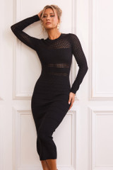 Risk Taker Knit Midi Dress - Black