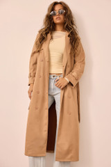 The Penny Vegan Suede Trench Coat - Tan