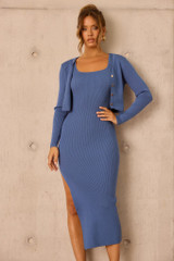 Rosemary Knit Midi Dress Set - Midnight Blue Rosemary Knit Midi Dress Set - Midnight Blue