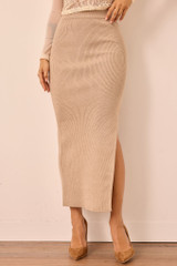 You're A Peach Knit Midi Skirt - Beige
