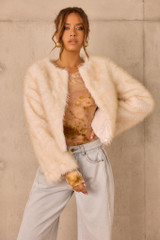 Paris Night Faux Fur Jacket - Ivory
