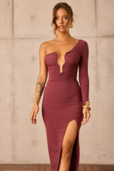 Nocturne Draped Maxi Dress - Cherry Chocolate