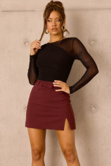 Velvet Ribbon Mini Skirt - Plum Velvet Ribbon Mini Skirt - Plum