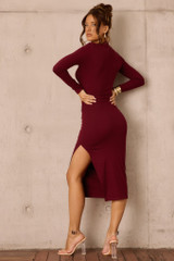Midnight Merlot Midi Dress - Wine