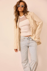 Strut With Style Woven Blazer - Cream Stripe Strut With Style Woven Blazer - Cream Stripe