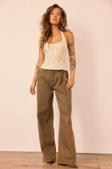 Get My Attention Woven Top - Cream Stripe