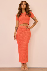 Sharp Hour Knit Crop Top - Coral