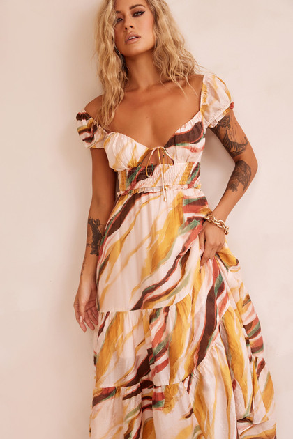 Ruffle It Up Maxi Dress - Yellow Multi | Sage and Paige AUS.