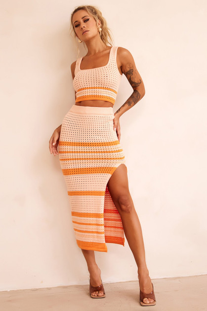 In The Groove Midi Skirt - Orange | Sage and Paige AUS.