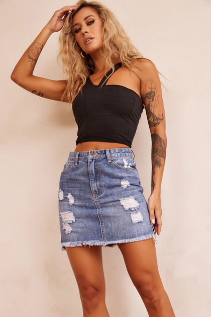 No Sense Denim Skirt - Washed Blue | Sage and Paige AUS. No Sense Denim Skirt - Washed Blue | Sage and Paige AUS.