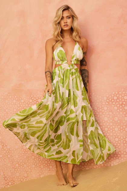 Forest Favors Maxi Dress - Green | Sage and Paige AUS.