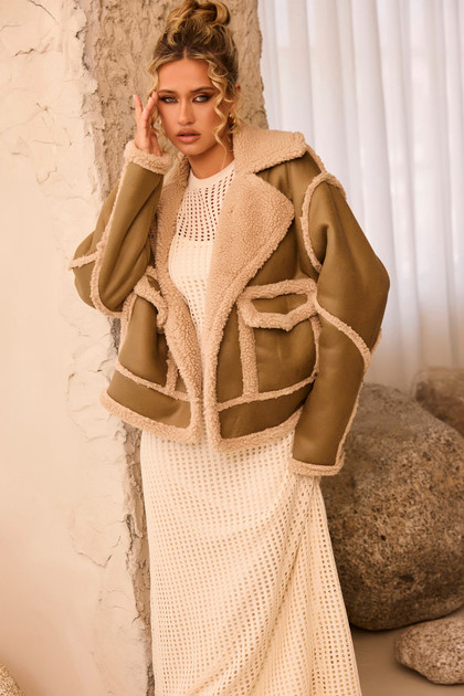 Scrunch Time Vegan Jacket - Khaki | Sage and Paige AUS.