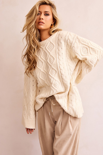Falling Forward Knit Sweater - Cream | Sage and Paige AUS.