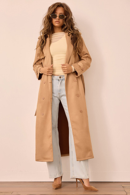 The Penny Vegan Suede Trench Coat - Tan