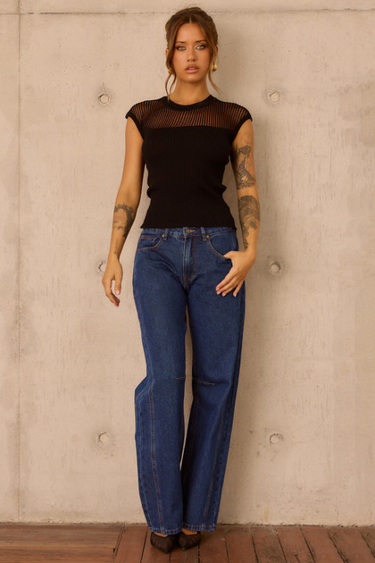 Starlit Dreams Knit Top - Black