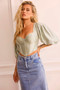 Inner Power Satin Top - Pistachio | Sage and Paige AUS.