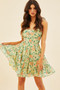 Carmela Mini Dress - Green Print | Sage and Paige AUS.