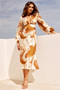 In Full Swing Midi Dress - Brown Multi | Sage and Paige AUS.