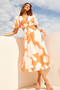 Abstract Flow Midi Dress - Orange Multi | Sage and Paige AUS.