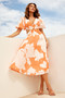 Abstract Flow Midi Dress - Orange Multi | Sage and Paige AUS.