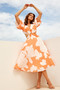 Abstract Flow Midi Dress - Orange Multi | Sage and Paige AUS.