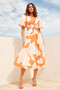 Abstract Flow Midi Dress - Orange Multi | Sage and Paige AUS.